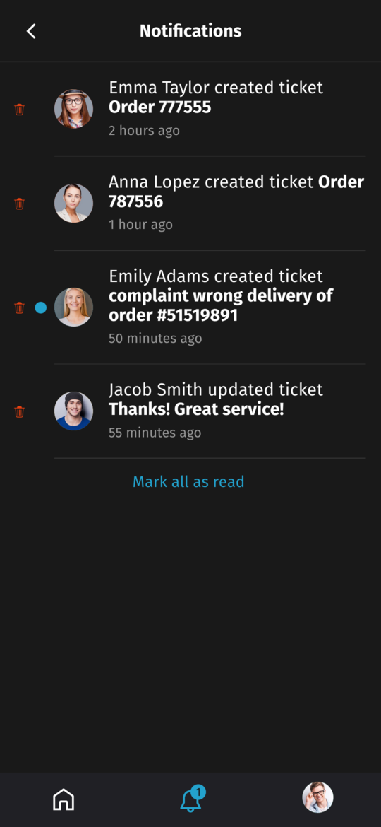 Mobile View Notifications